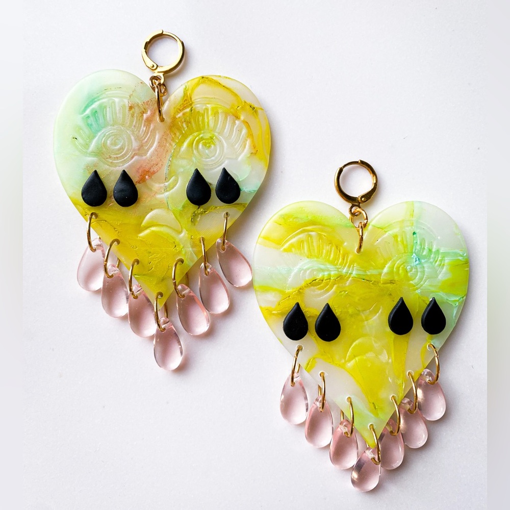 Original Authentic Crying Heart Clay Co Earrings